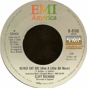 Cliff Richard - Never Say Die (Give A Little Bit More) / Front Page