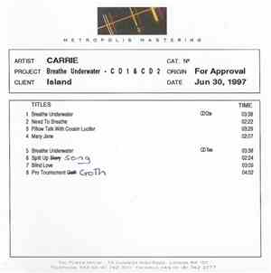 Carrie  - Breathe Underwater (CD1 & CD2)