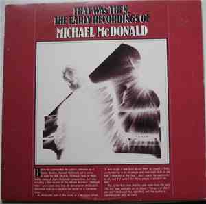 Michael McDonald - That Was Then, The Early Recordings Of Michael McDonald