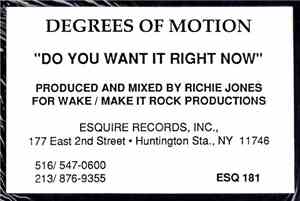 Degrees Of Motion Featuring Biti - Do You Want It Right Now