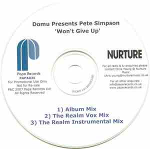 Domu Presents Pete Simpson  - Won't Give Up