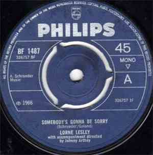 Lorne Lesley - Somebody's Gonna Be Sorry / (I'm Afraid) The Masquerade Is O ...