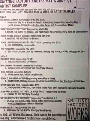 Various - Knitting Factory Artist Sampler Knotes May & June '91