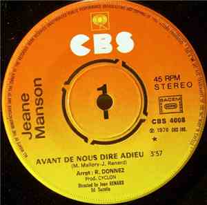 Jeane Manson - Avant De Nous Dire Adieu