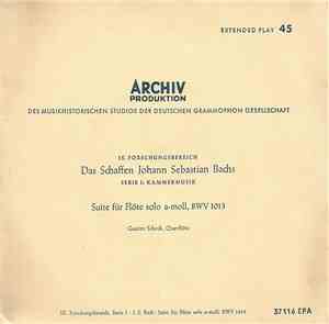 Johann Sebastian Bach - IX. Forschungsbereich Serie I: Kammermusik / Suite  ...