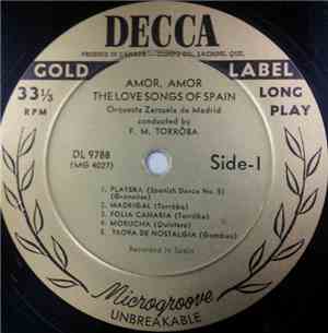 F. M. Torroba And Orquesta Zarzuela De Madrid - Amor, Amor - The Love Songs Of Spain