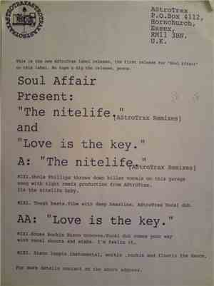 Soul Affair - The Nitelife (AStroTrax Remixes) / Love Is The Key