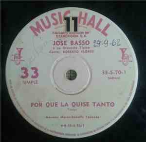 José Basso Y Su Orquesta Típica - Por Qué La Quise Tanto / Pobre Negro