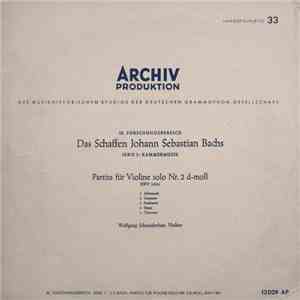 Johann Sebastian Bach - Wolfgang Schneiderhan - Partita Für Violine Solo Nr ...