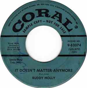 Buddy Holly - It Doesn't Matter Anymore / Raining In My Heart